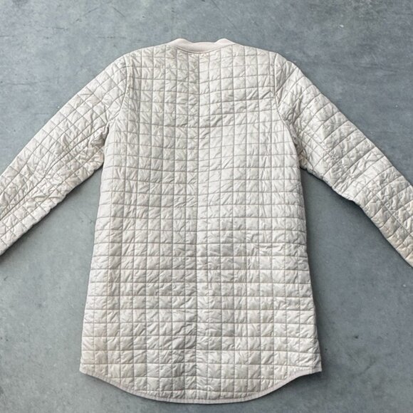 Athleta Quilted Jacket Coat Womens Medium Light Gray Full Zip Longline - Picture 6 of 8